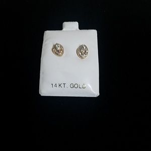 14K Gold Aquamarine w/ diamond Earrings